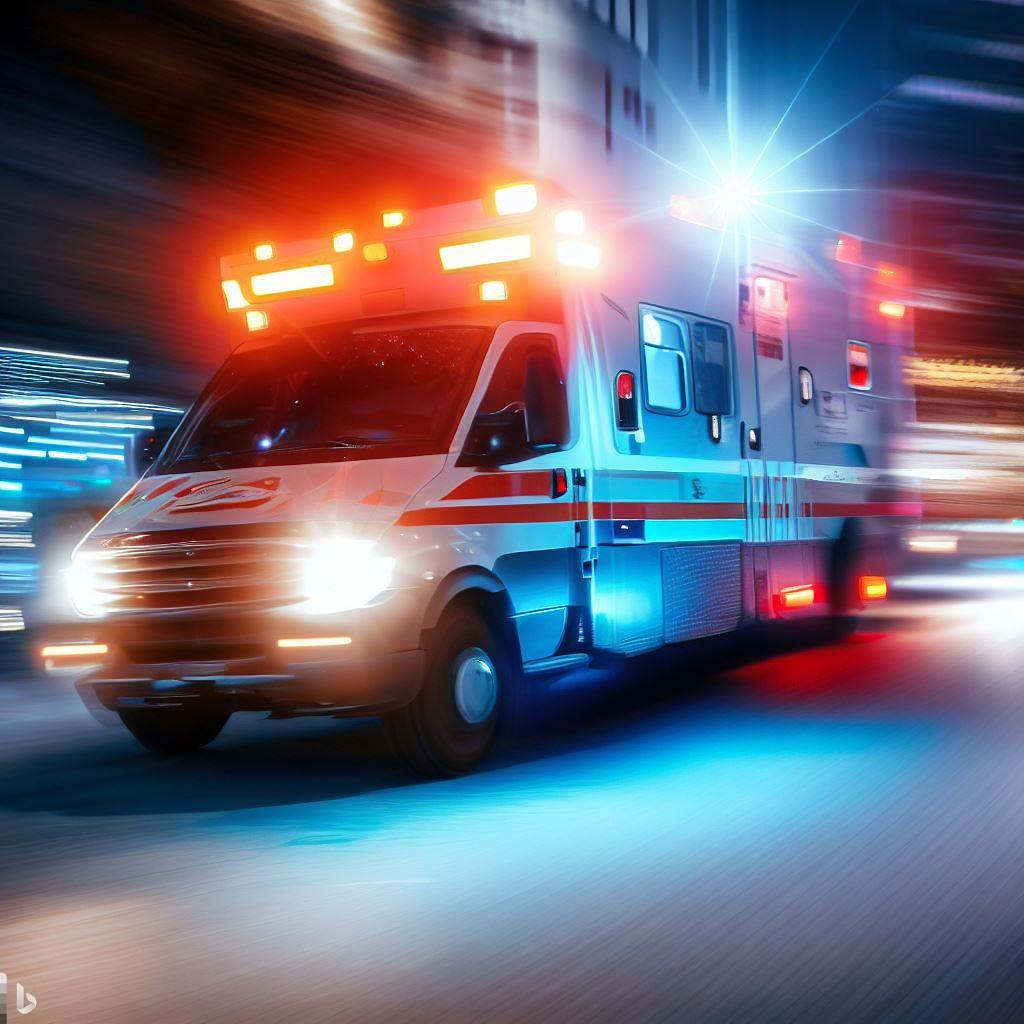 Ambulance responding through a city